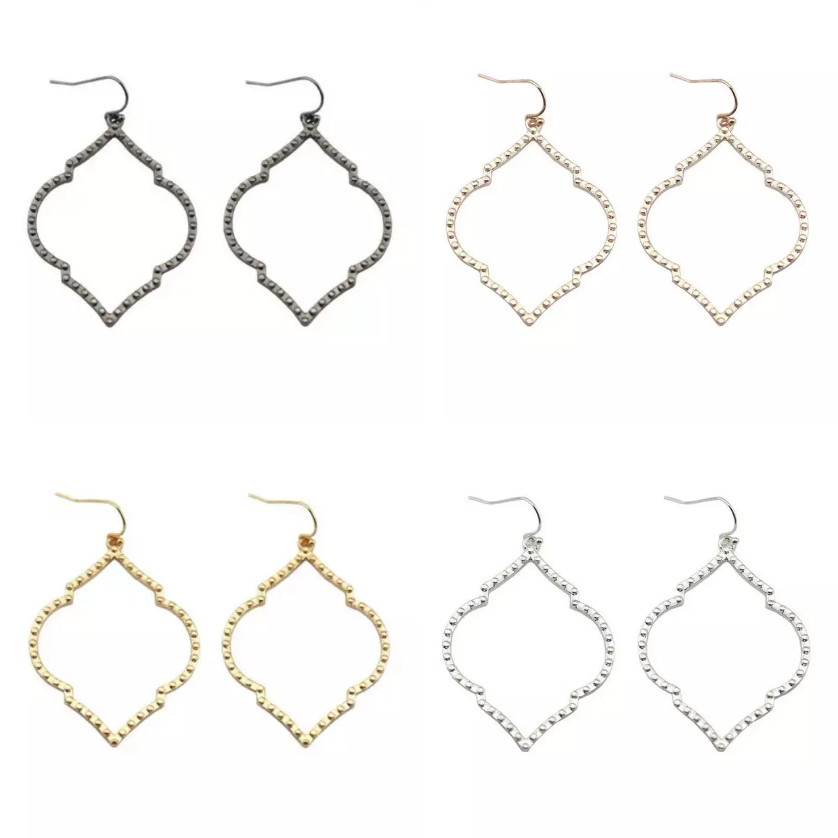Gold Silver Geometric Moroccan Earrings Women Hollow Out Metal Jewelry Gifts