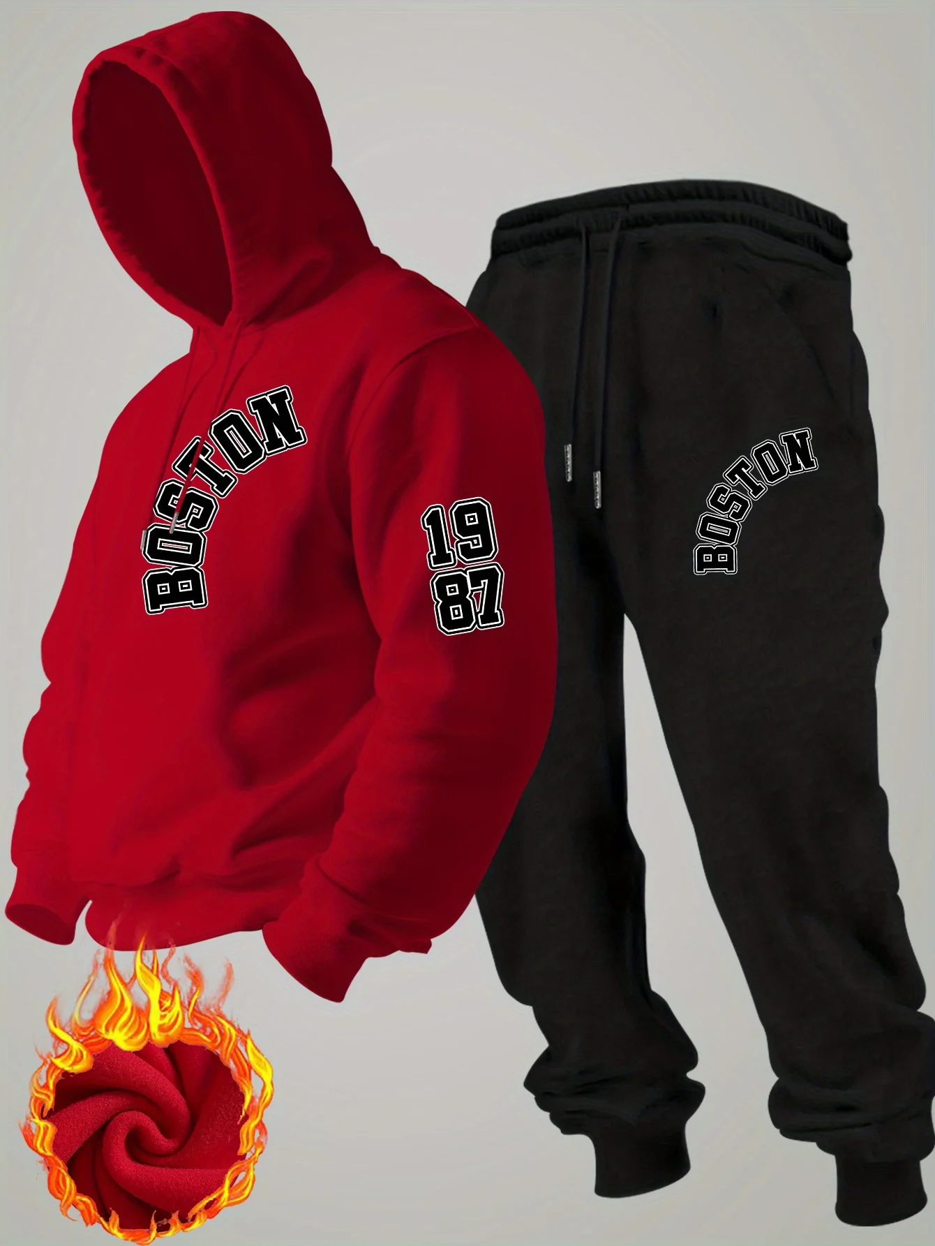 2026 new Men Winter Fleece Hoodie Tracksuit Y2K Streetwear Fashion Minimalist Sweatshirt & Pants Set Warm Sport Outfit Hoodies view 2