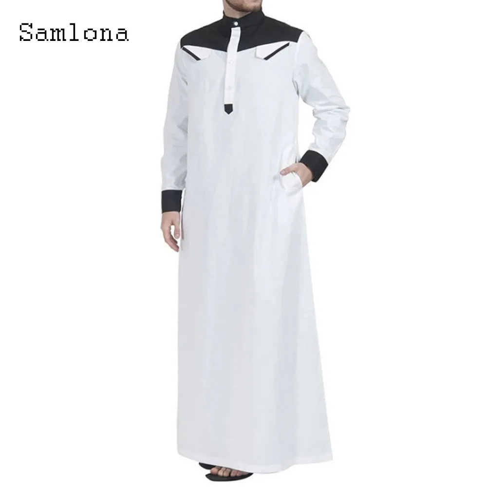 Robe musulmane en patchwork pour hommes, longue chemise islamique à la mode, jubba, thobe, stérilie saoudite, caftan pour zones, abaya, 2023