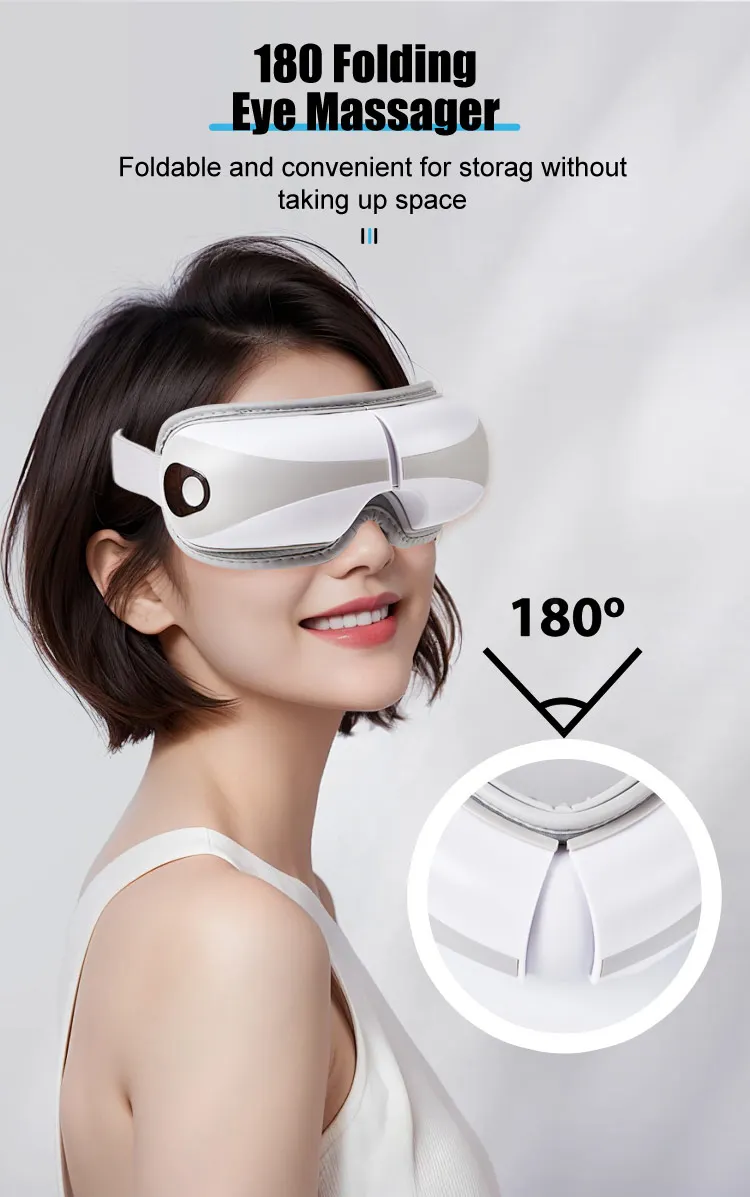 Vendita calda Doppio strato Massaggio dei punti di agopuntura Occhiali rilassanti Calore Smart Airbag Vibrazione-Prodotto di alta qualità Massaggiatore per occhi
