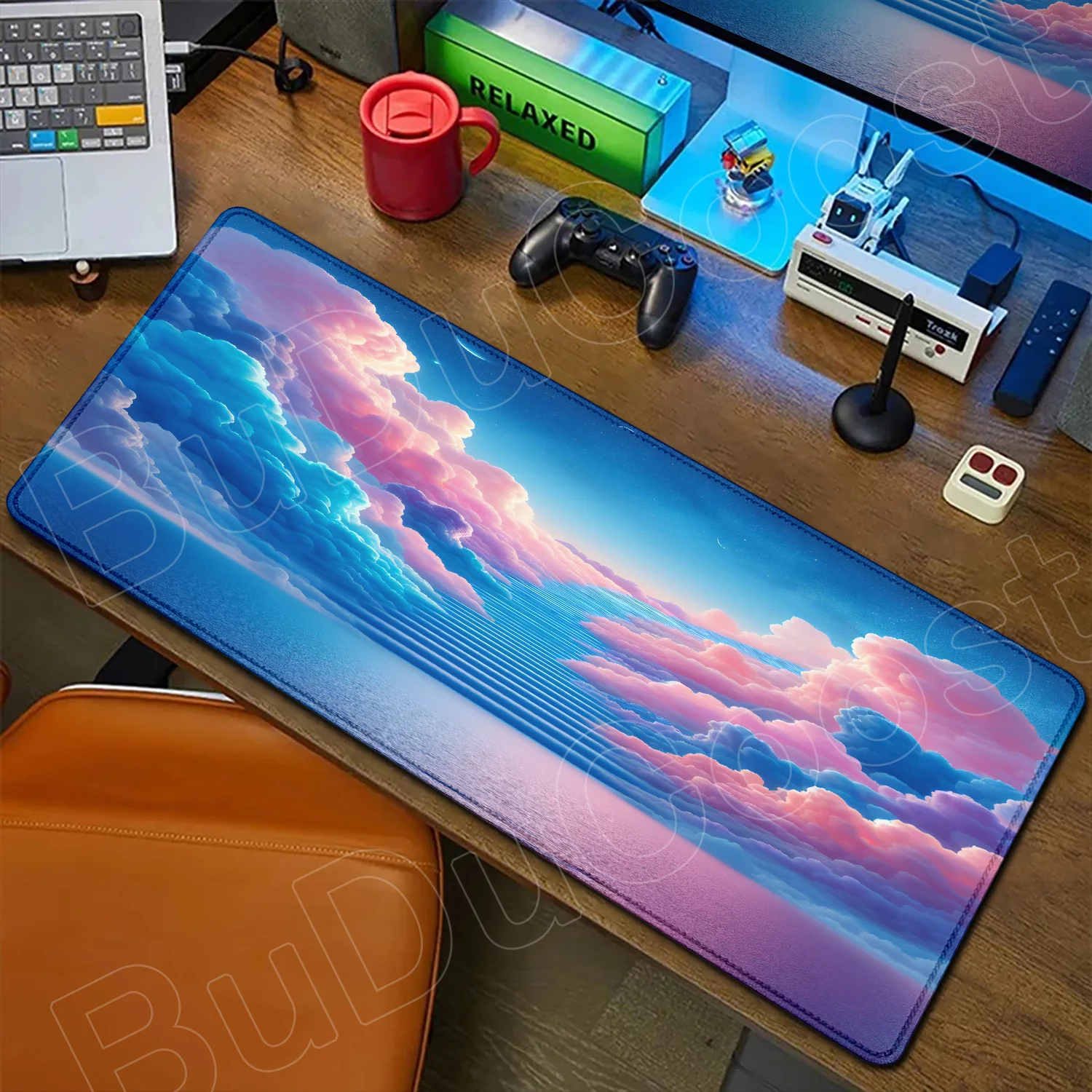 

Moon Blue Sky Cloud Ladder Gaming Mouse Pad 400×900 Anti Slip Rubber Mousepad Portable Desktop Mats HD Pretty Desktop Decoration