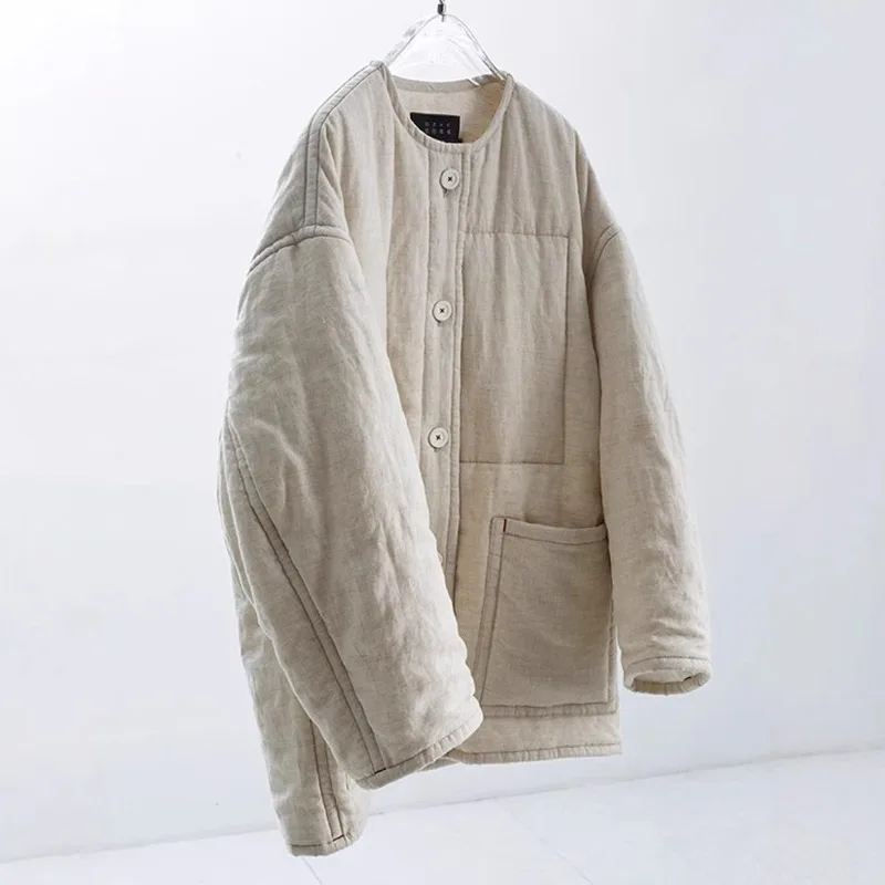 

Autumn and Winterwarm Jacket Linen Silhouette Parkas for Women
