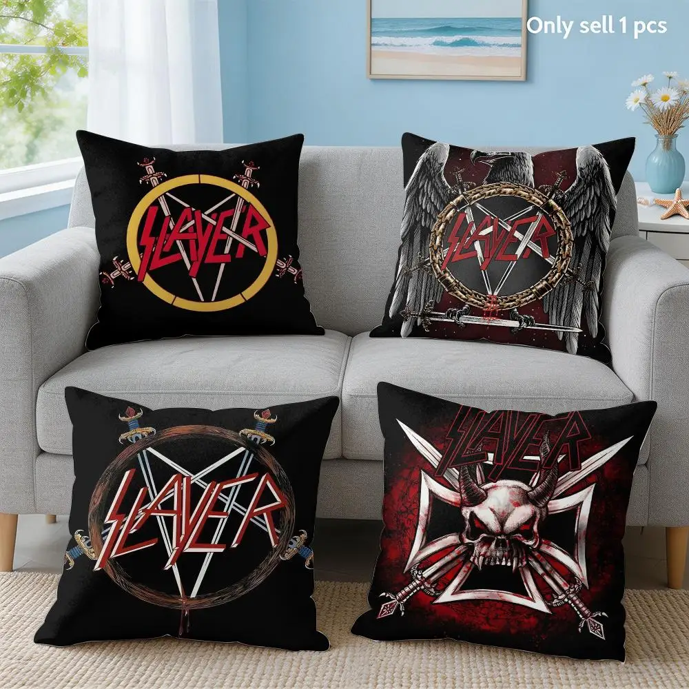 Classic Band S-Slayer Cushion Cover Soft Short Plush Throw Pillow Cover Hidden Zipper Cutecore Sofa Bedroom Home Decor