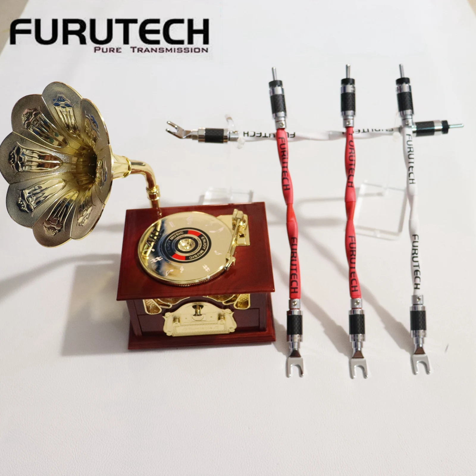 

4pcs FURUTECH μ-2T Speaker jumper Cable α (Alpha) conductor HiFi Amplifier Cable with original high performance banana/spades pl