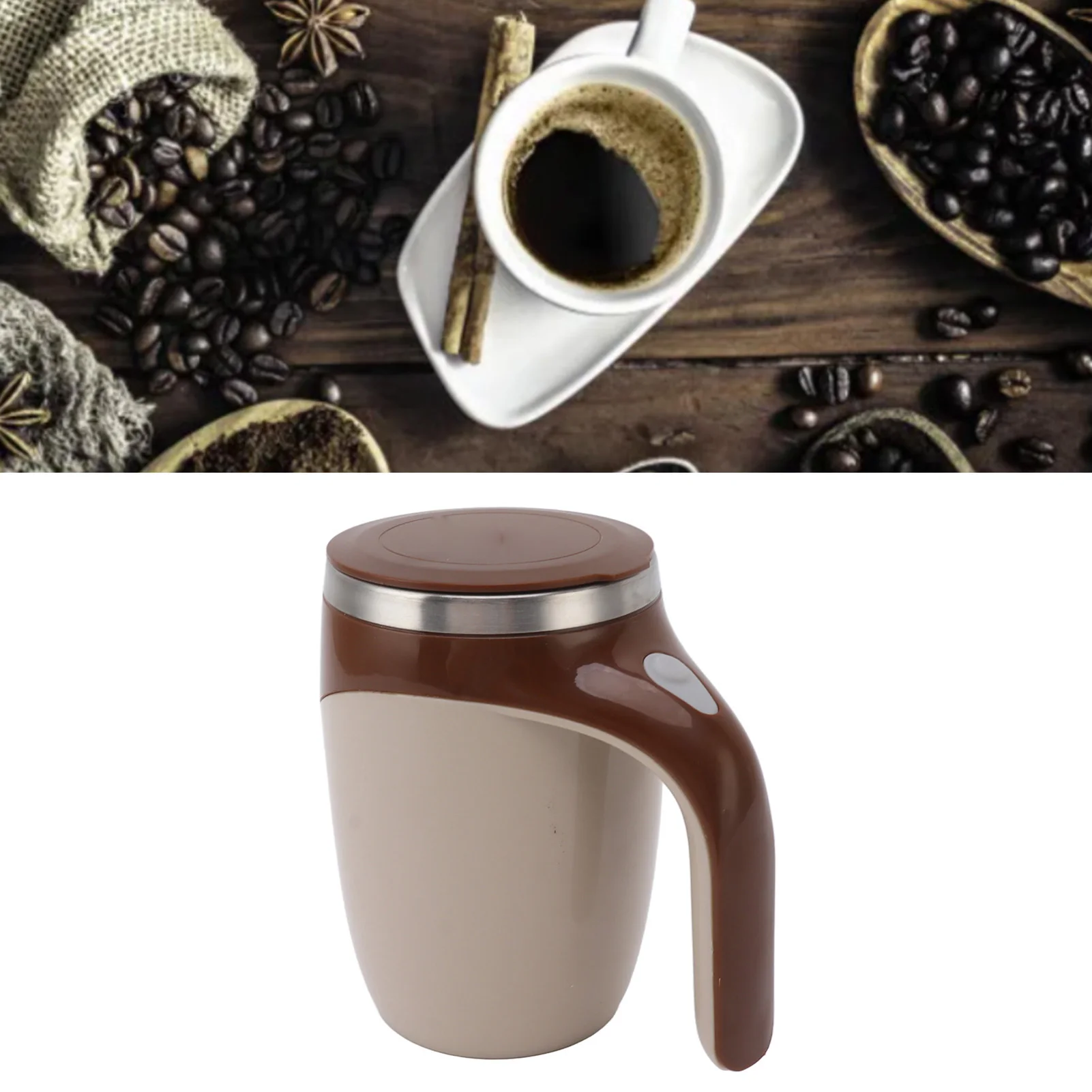 배터리 구동 자동 자석 교반 커피 머그잔 자동 교반 컵 스테인리스 스틸 라이너가 있는 전기 믹싱 컵