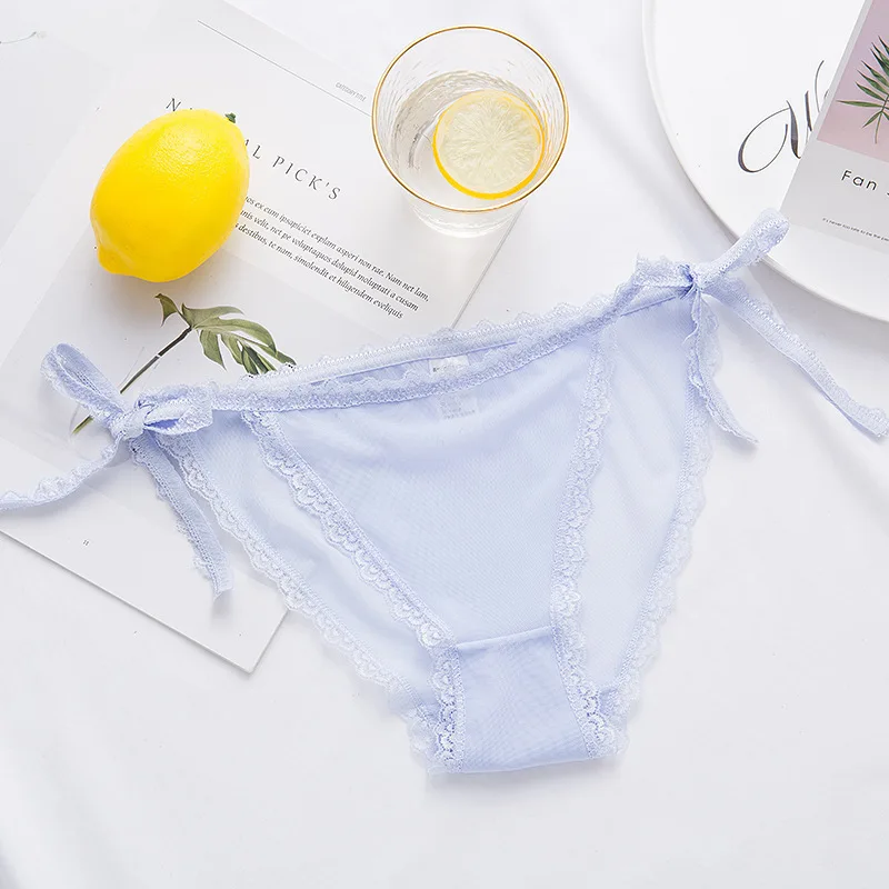 Sólido plissado renda malha calcinha sem costura para mulher oco para fora transparente sexy roupa interior lingeries para mulher biquinis tanga