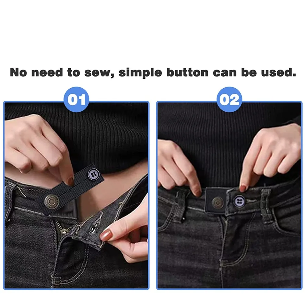 5pcs/lot Adjustable Elastic Waist Extenders Belt Waistband Expanders for Men Women Trousers Jeans Pants Button Extenders