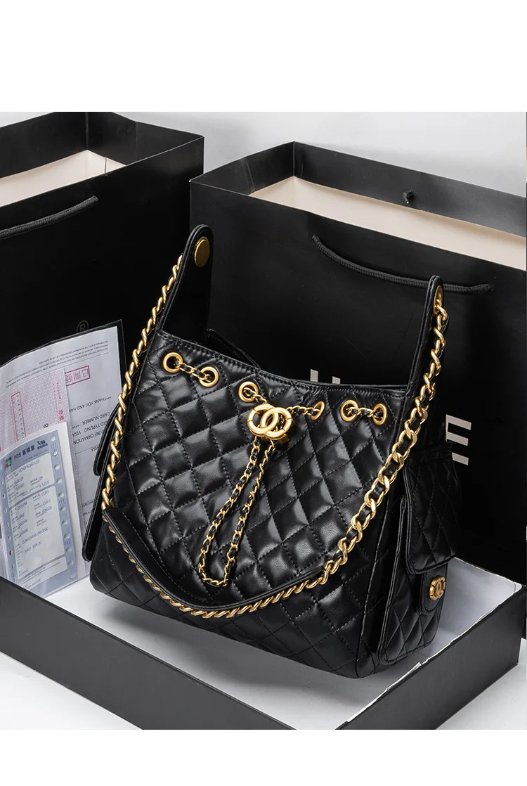 Beuteltasche mit Kordelzug für Herbst und Winter, verstellbare Tragetasche mit großem Fassungsvermögen, umwandelbare Unterarm- und Umhängetasche für den täglichen Weg zur Arbeit