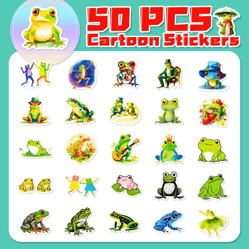 10/50Pcs Cartoon Cute Frog Animal Aesthetic Varied Sticker Pack for Kid Car Phone Laptop Scrapbooking Decoration Graffiti Decals