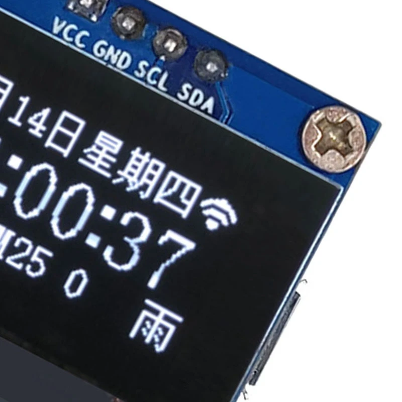 ESP8266 ESP-12F tampilan layar LCD OLED 0.96 inci, modul jam Wifi DIY prakiraan cuaca IIC antarmuka I2C 5V ESP12F