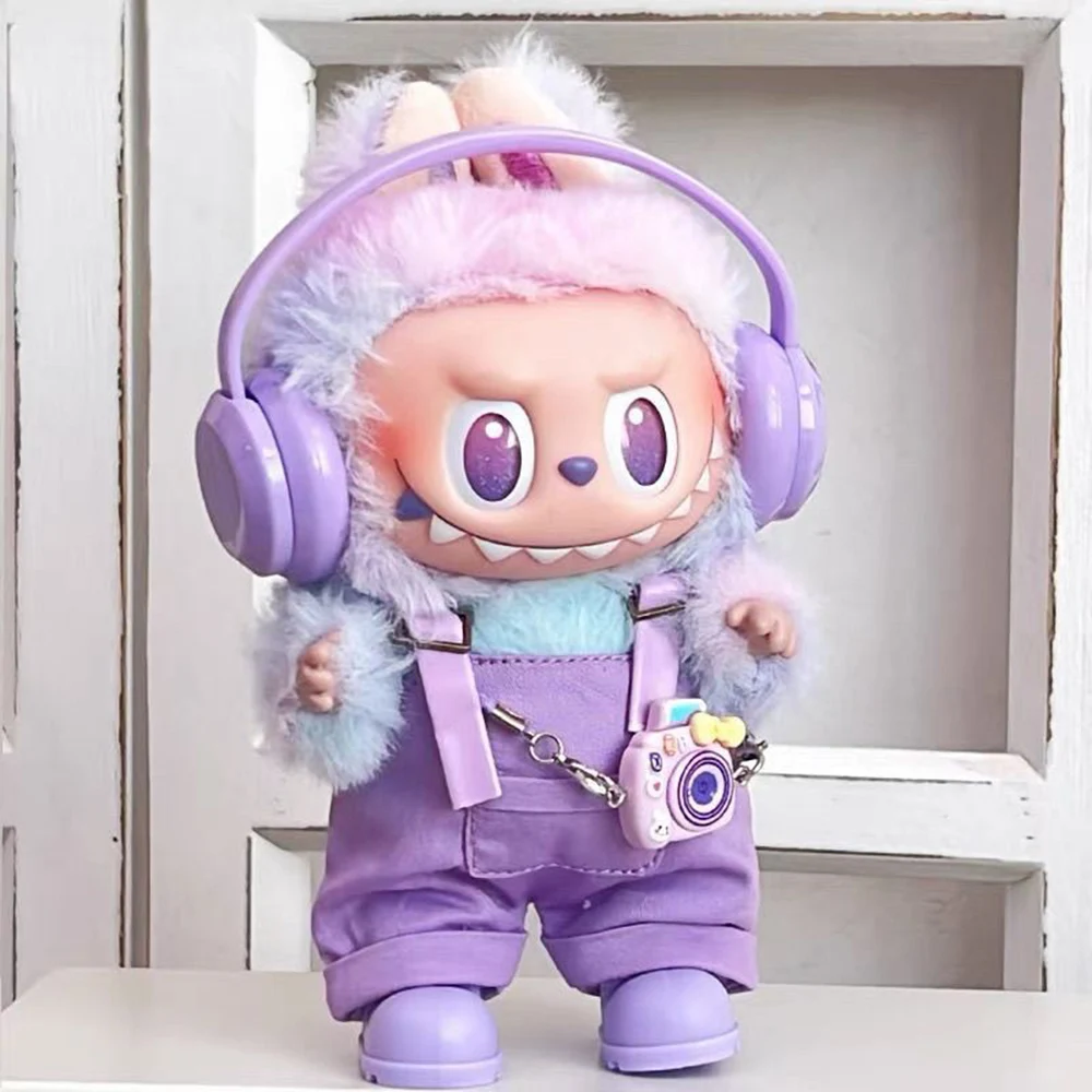 

Clothes For Labubu 15Cm 17Cm Dolls 1st To 3rd Generation Workwear Overalls And Headphones Set Clothing Accessories