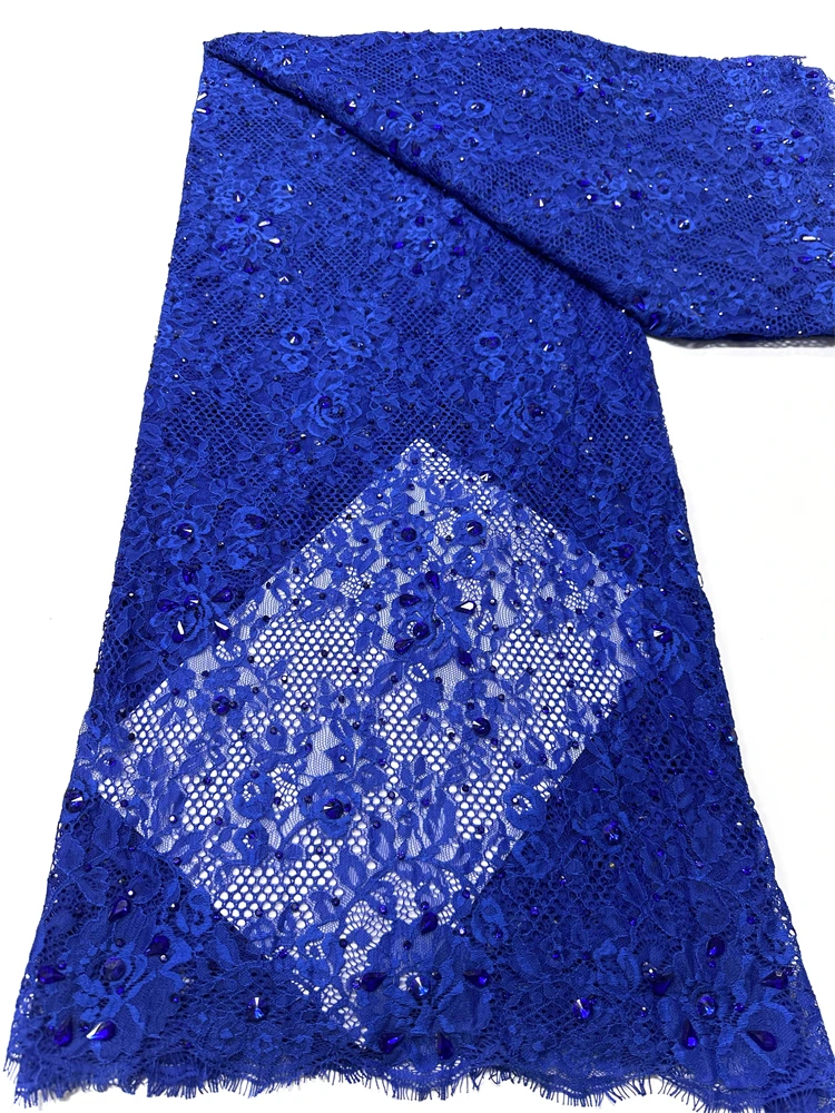African Nigerian Material Lace Fabric With Sequins 2026 High Quality Embroidery French beads Lace Fabrics For Women Wedding 