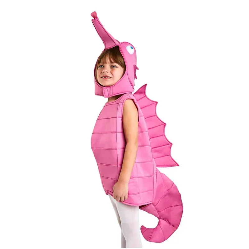 Yellow Hippocampus Costume Adult Pink Seahorse Cosstume Child Family Halloween Costume Toddler