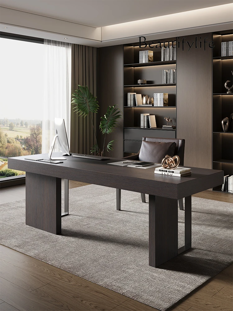 

Italian minimalist study desk designer high sense living room solid wood desk home writing desk