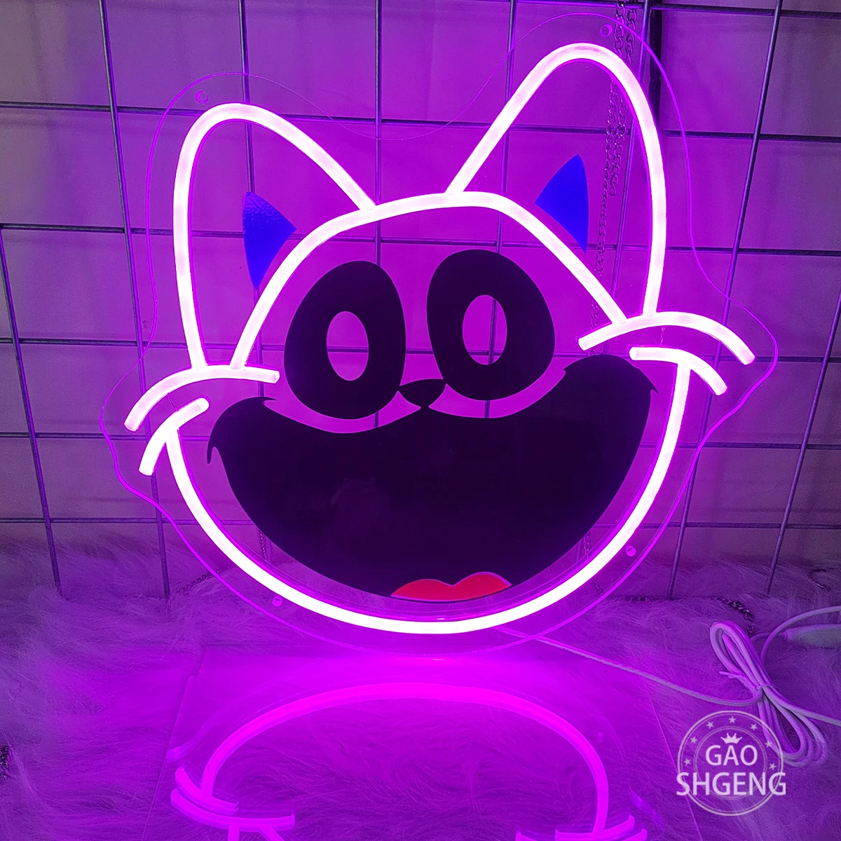 Luces de neón de gato de dibujos animados Smile, luces led de neón para crear un ambiente, decoración de habitación de club nocturno, fiesta de bar