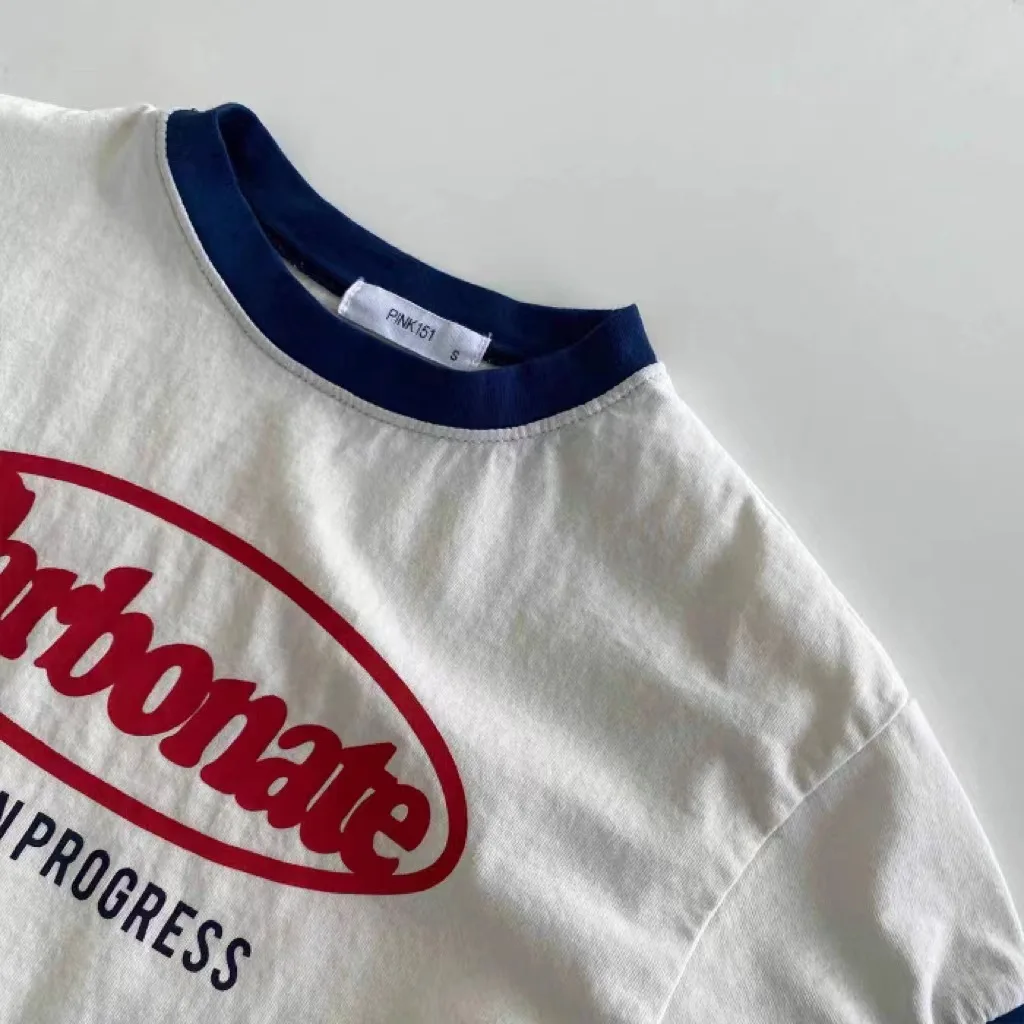 T-shirt à Manches Courtes pour Bébé Garçon et Fille, Décontracté, avec Lettres Imprimées, à la Mode, pour Été, 2024