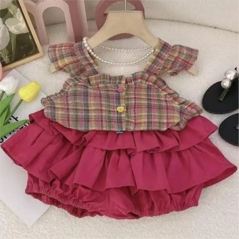 2025 new Spring Autumn Girls Kids tutu buttons cotton Shorts Baby Children Jeans Trousers Children Clothes 2-12T