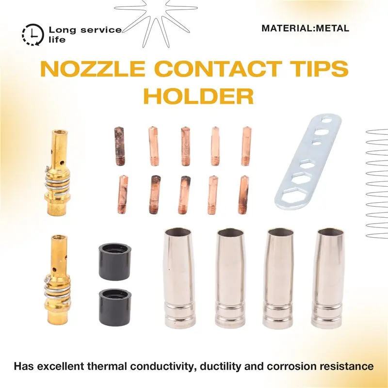 AWAH 19Pcs Nozzle Contact Tips Holder For Mig Welder Torch Contact Semi-Automatic Welding Tool For 15AK Welding Torch