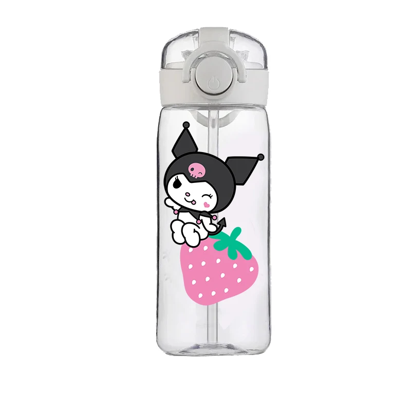 400ML Sanrio Kuromi Kubek ze słomką Chłopcy i dziewczęta Uczniowie szkół Cartoon Kawaii Anti-drop Nowy kubek na wodę Wysokiej jakości wygodny prezent