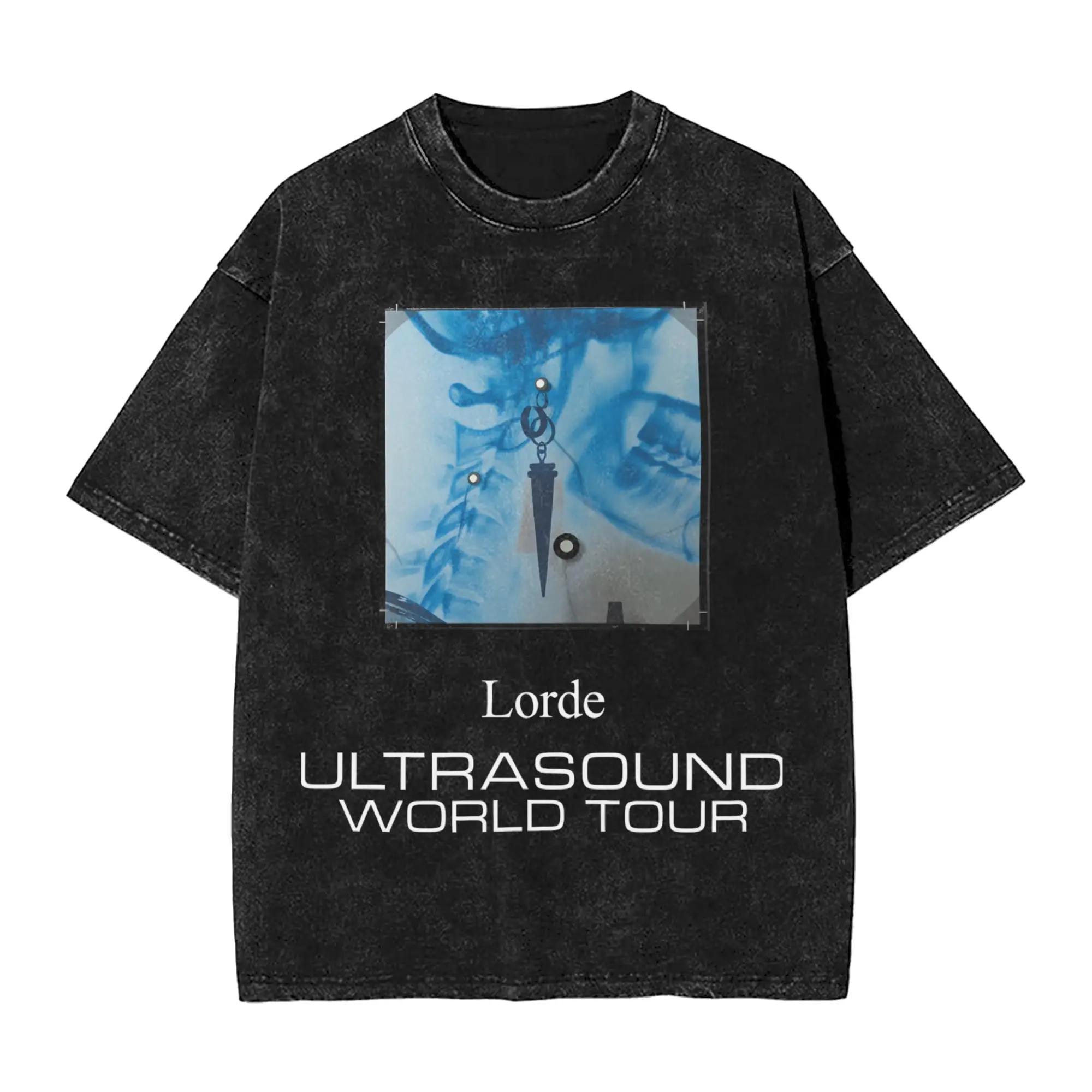 Novelty Lorde Ultrasound World Tour 2025 T-Shirts Men Round Collar Washed T Shirt  Short Sleeve Tee Shirt Original Clothing
