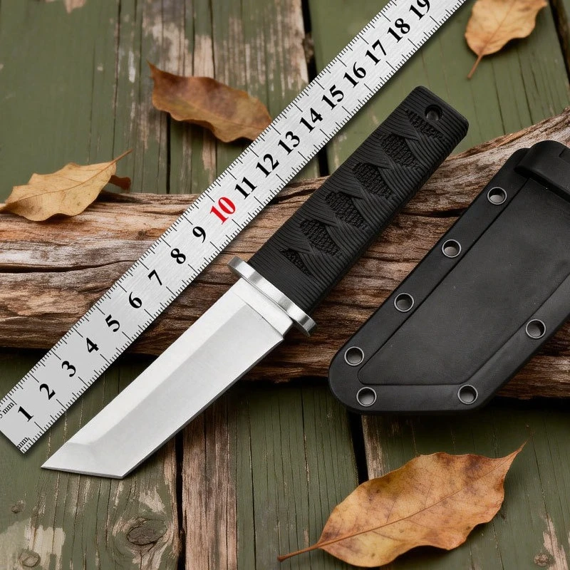 Cuchillo pequeño de espiga completa con descuento, para camping y senderismo al aire libre, hoja 440C, mango de plástico ABS, herramientas portátiles duraderas