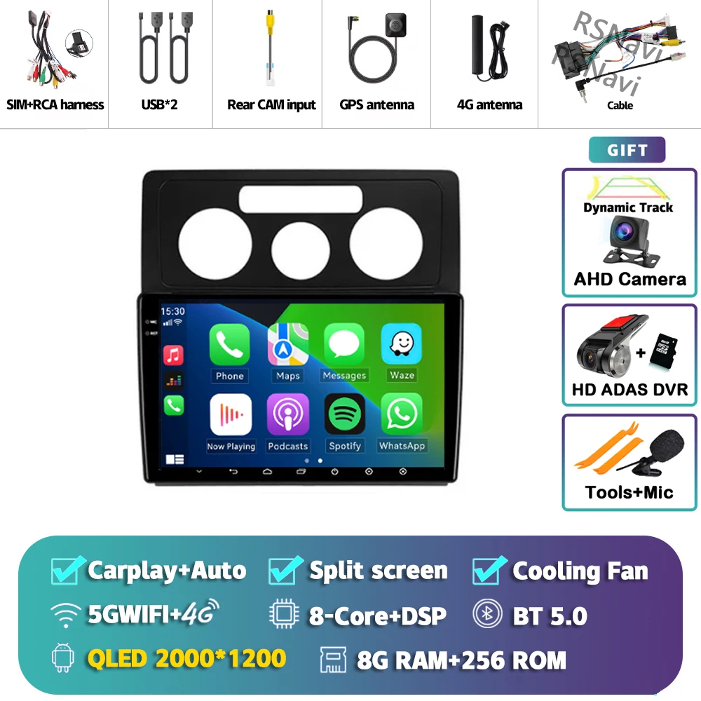 Android 15 Carplay Auto Voor Volkswagen Caddy 2K 3 III 2004-2010 Autoradio Navigatie 2Din DSP Video speler Head Unit BT Stereo