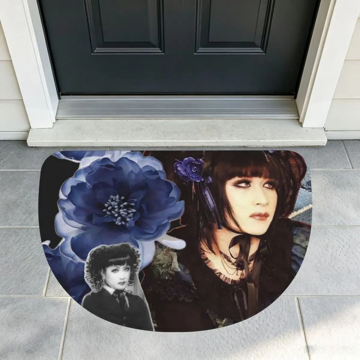 Malice Mizer Visual Kei Japanese Rock Band Gothic Soft Flannel Half Round Doormat Non Slip Bathroom Mat Absorbent Floor Carpet