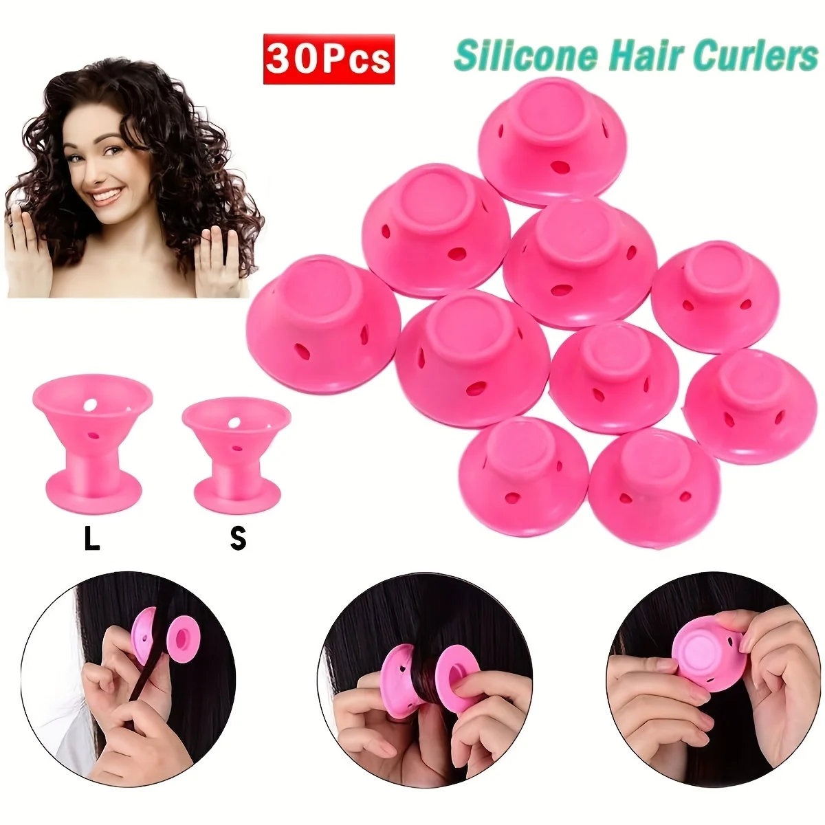 10-30 個ヘアカーラーセットすべての髪タイプのためのヒートレススタイリングツール簡単 DIY パーマツールシリコーンベル型ヘアスタイリング Acce