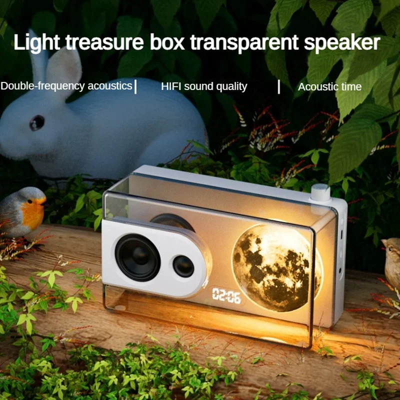 Portable Wireless TWS Stereo Bluetooth Speaker Creative White Noise Clock Display Music Box with TF Card AUX Computer Connected