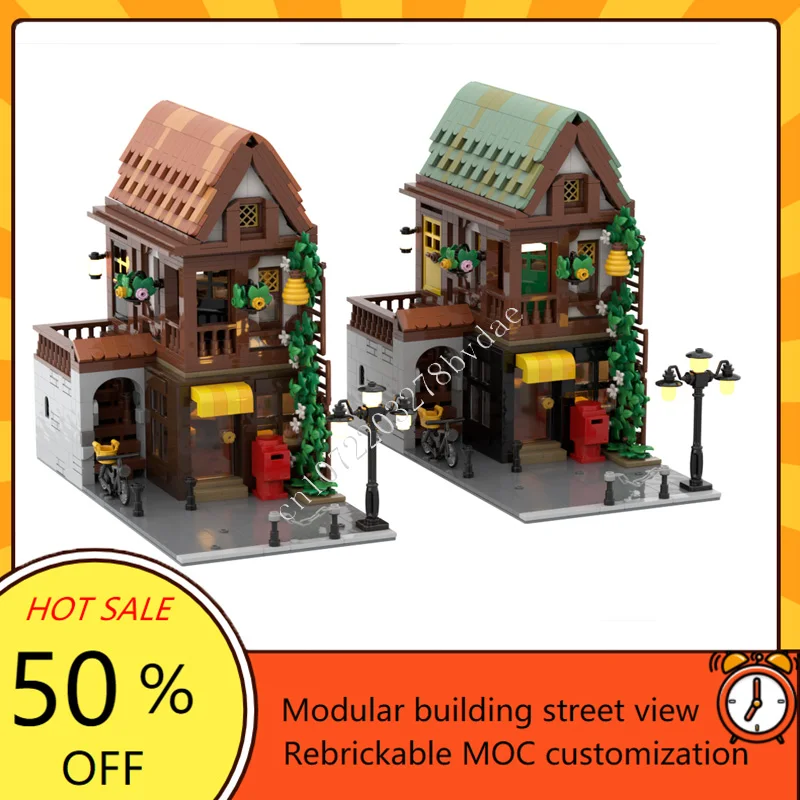 MOC-décennie s de construction modulaires britanniques, modèle de vue sur la rue, architecture créative, assemblage de bricolage, collection de jouets, cadeaux, 12464 pièces