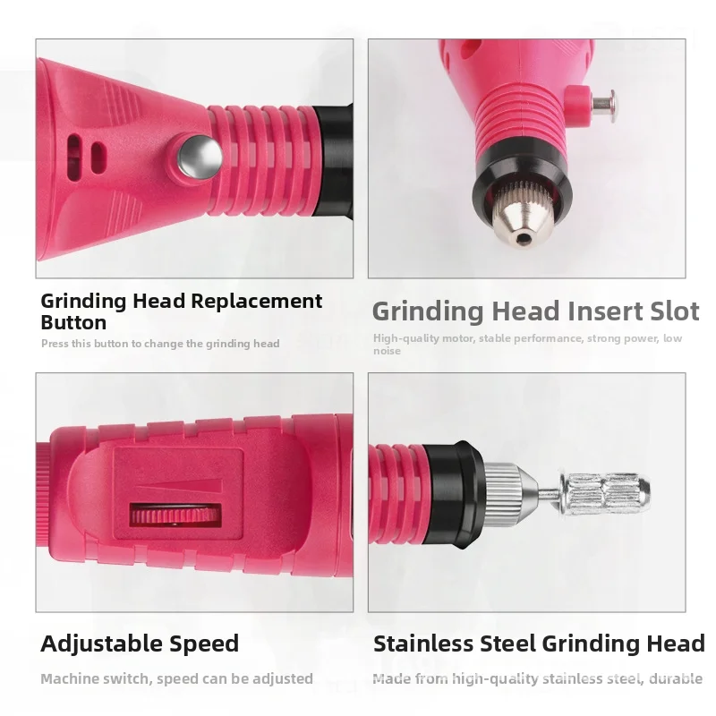 Mini stylo de polissage d'ongles électrique pour l'élimination des peaux mortes-rectifieuse Rose rouge et Rose avec plusieurs Options de couleur pour