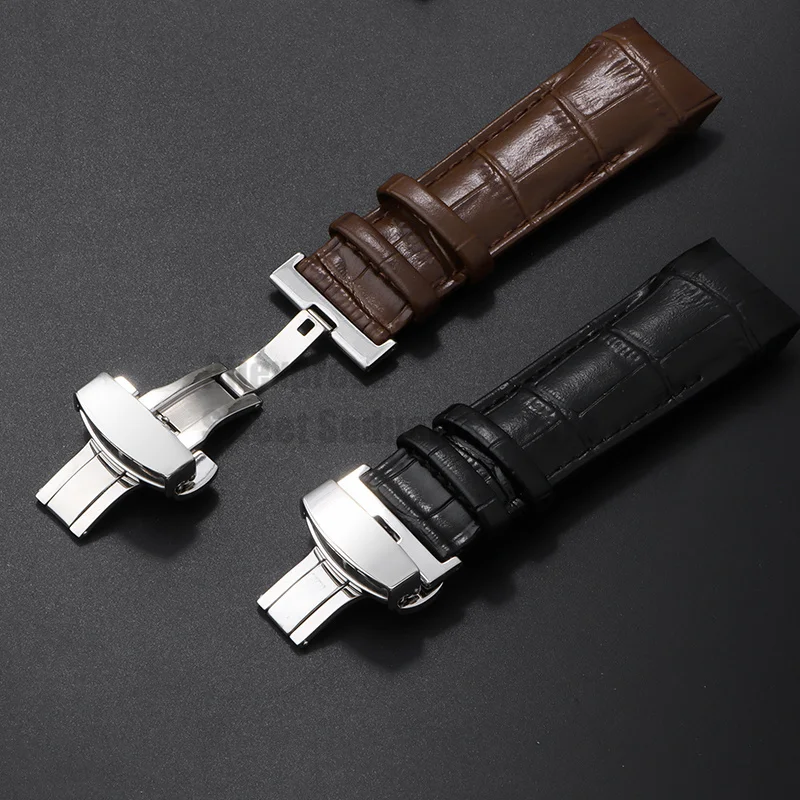 22mm 23mm 24mm Leather Watch Band for Tissot T035 607 407 439 428 617 Strap Curved End Belt Bracelet Butterfly Buckle Wristband