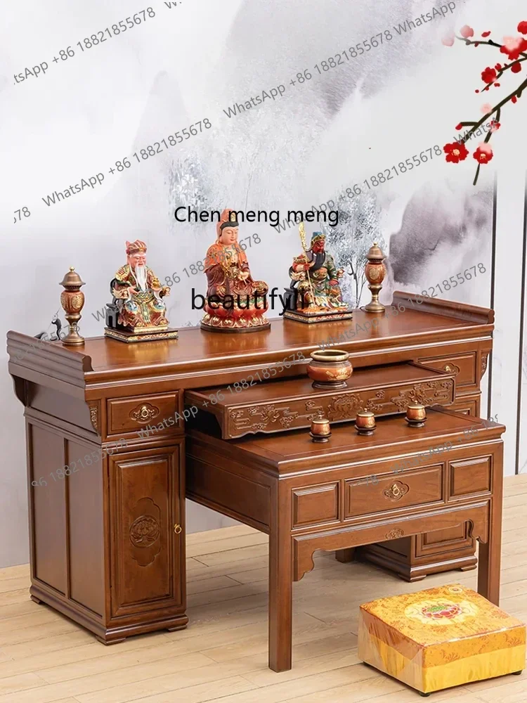 

B178 Solid Wood a Long Narrow Table Altar Buddha Shrine Buddhist Hall Home Buddha Table Living Room Prayer Altar Table