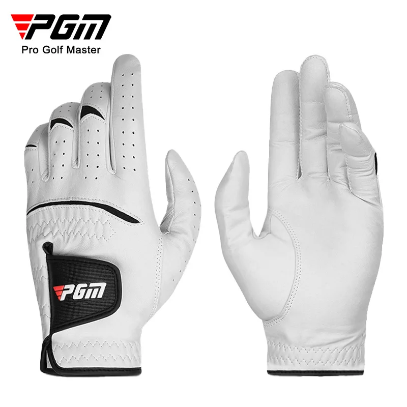 PGM Men Golf Gloves Kid White Cape Genuine Leather Sport Hand Glove Wear Breathable Skid-proof Single Left Right Handed ST025