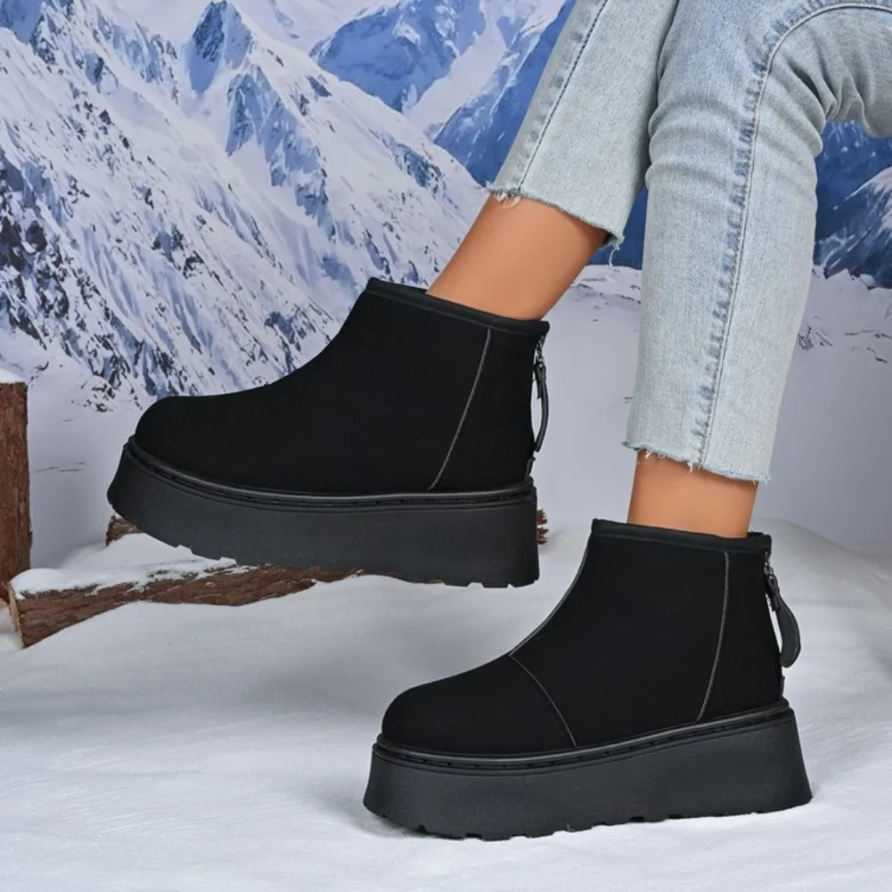2026 جديد الشتاء الإسفنج كعكة سميكة سوليد أحذية الثلوج للنساء ، أفخم أنبوب قصير أحذية الثلوج ، في الهواء الطلق أحذية بوت قصيرة دافئة #2