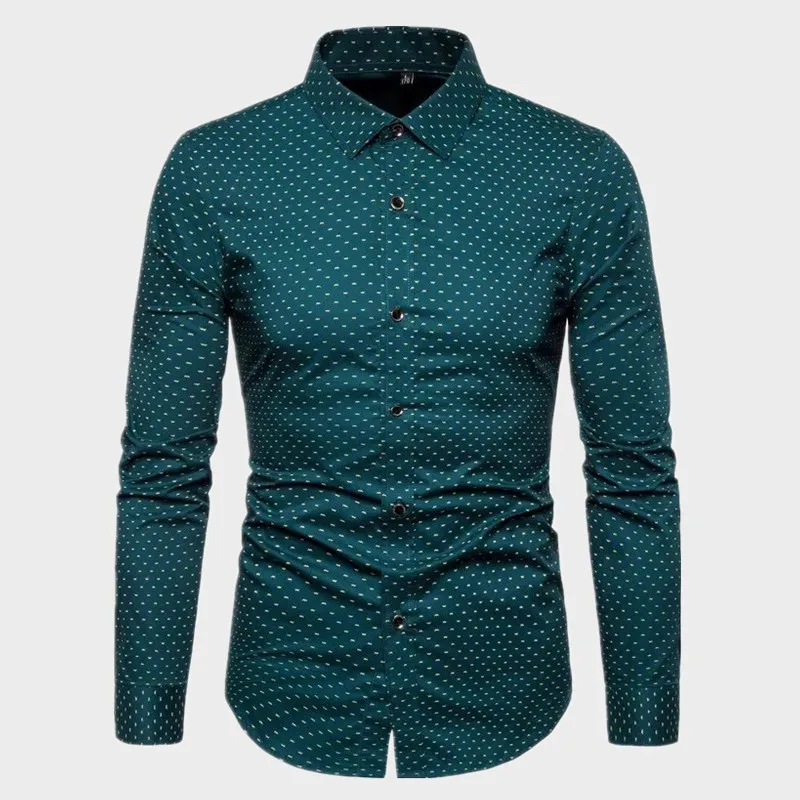 2024 Spring Fashion Brand Men Clothes Slim Fit Men Long Sleeve Shirt Men Polka Dot Casual Men Shirt Social Plus Size M-5XL