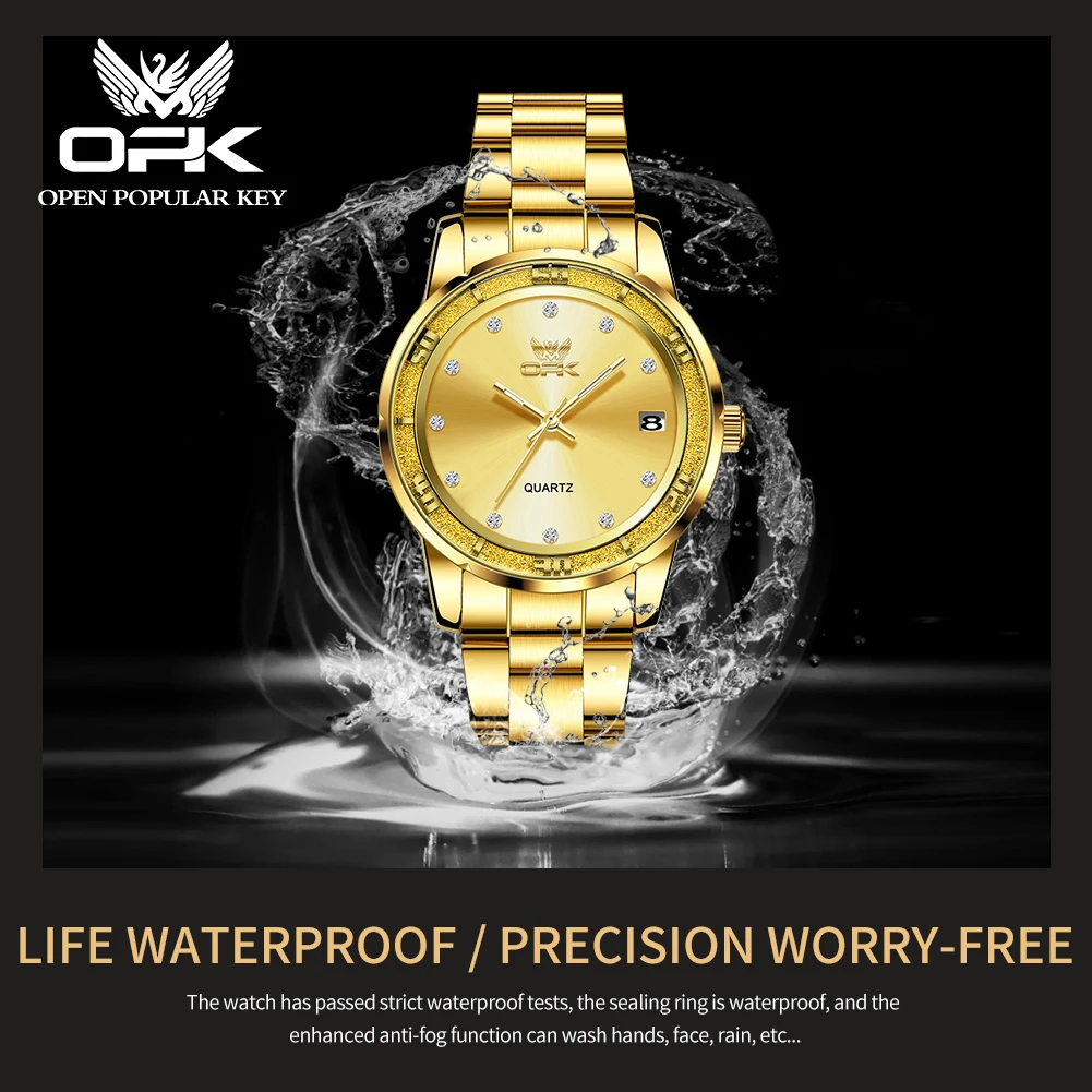 OPK 6013 New Fashion Luxury Quartz Watch For Women Zircon Scale Ladies Hand Clock Waterproof Luminous Calendar Women\'s Watches