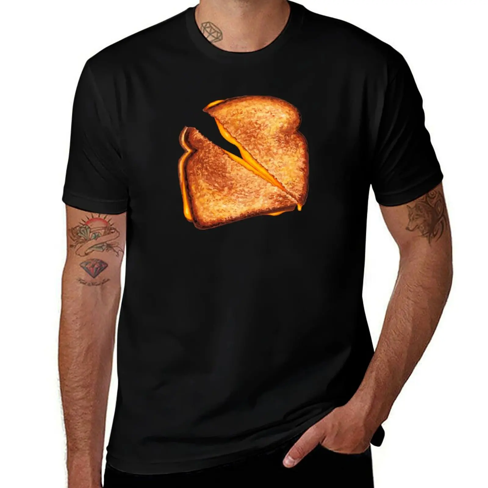 

Grilled Cheese Sandwich Pattern - Blue T-Shirt hippie clothes korean fashion essential t shirt mens t shirts top quality