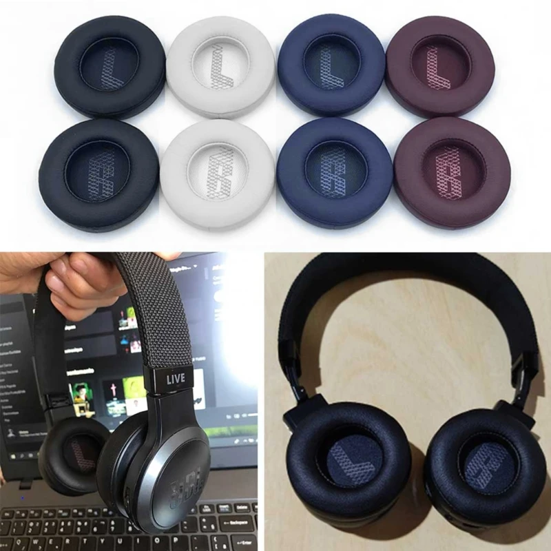 Almohadillas de cuero para los oídos, para auriculares inalámbricos JBL Live 400BT / 460NC, fundas de espuma viscoelástica para auriculares