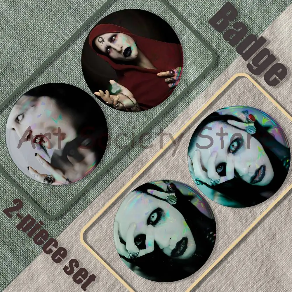 Singer M-Marilyn Mason Brooches for Backpack Accessories 25,32,44,58,75mm Round Enamel Pins 2-piece set Cartoon Anime Badge