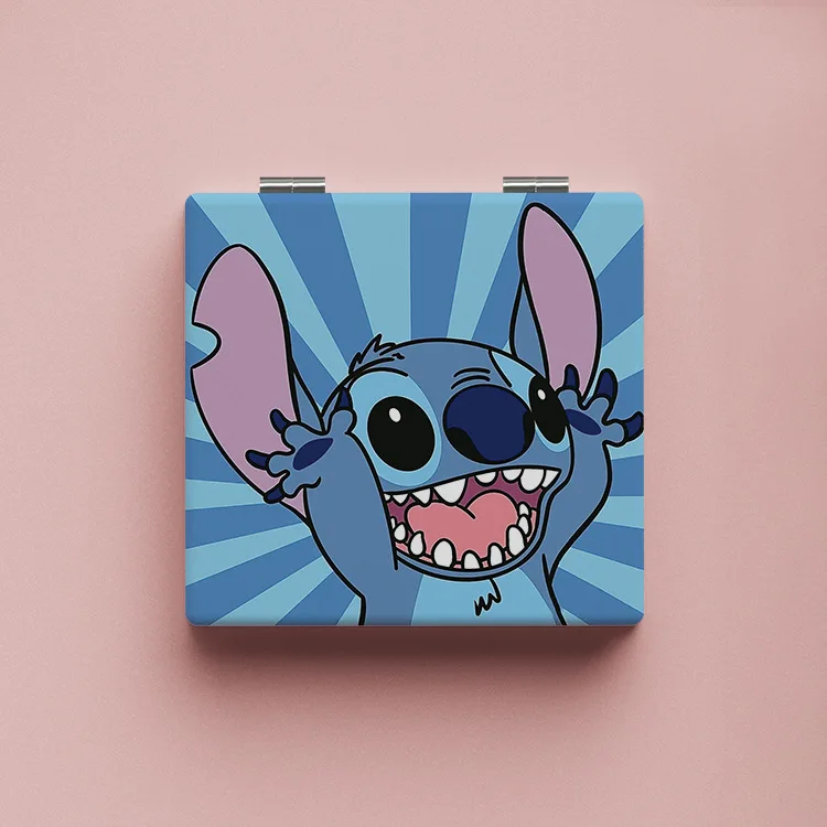 Kawaii Disney Lilo&Stitch Cute Print Mirror Girl Cartoon Stitch Makeup Mirror Portable Foldable Mirror Holiday Gift