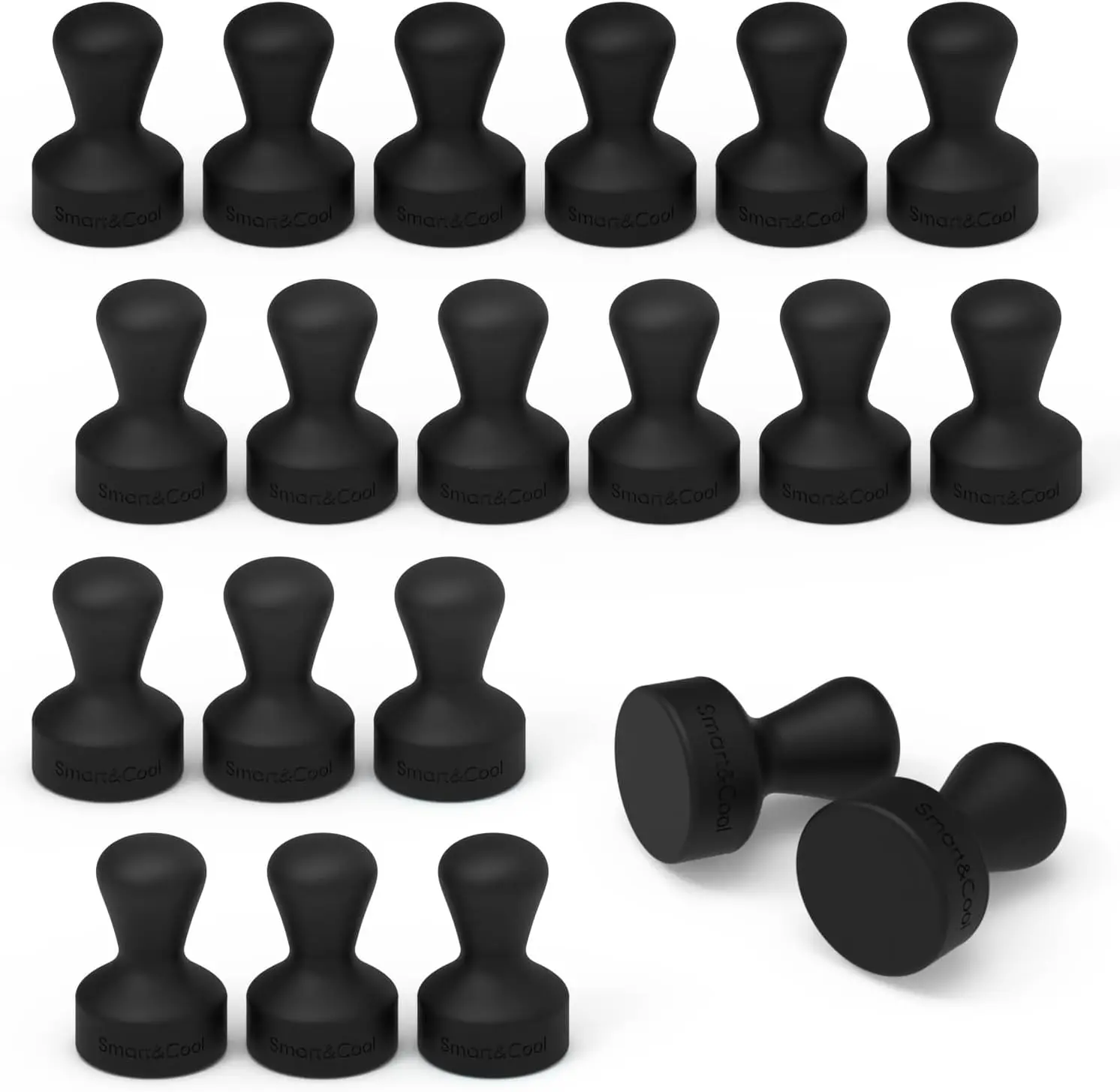 

SMART&COOL Black 20 Pack Strong Silicone Anti Scratch Push Pin Fridge Magnets, Magnets for Refrigerator, Whiteboard, Kitchen