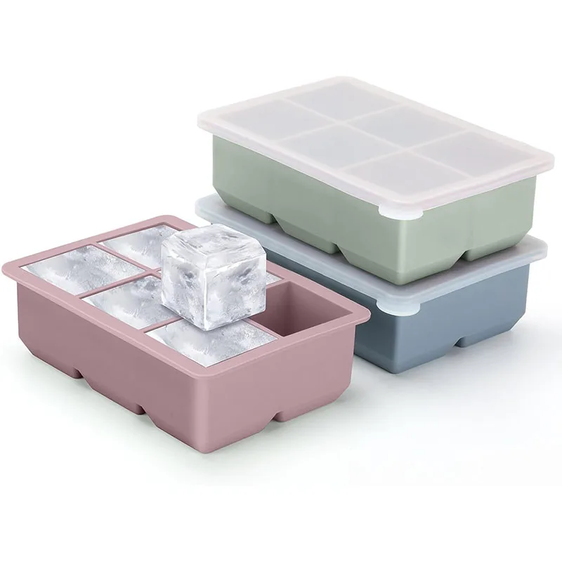 

Silicone Ice Cube Trays - Large Size Silicone Ice Cube Molds with Leak Proof Removable Lid Square Ice Cube Tray And BPA Free fo