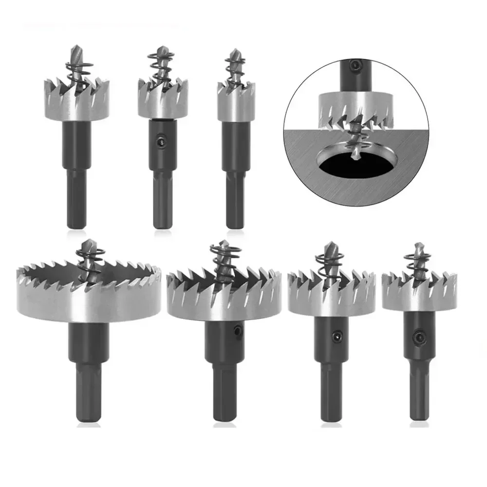 7Pcs/Set 15-55mm Drill Bit Hole Saw Set Carbide Tip Stainless Steel Metal Alloy High Speed Steel Drill Bit Electric Hole Opener