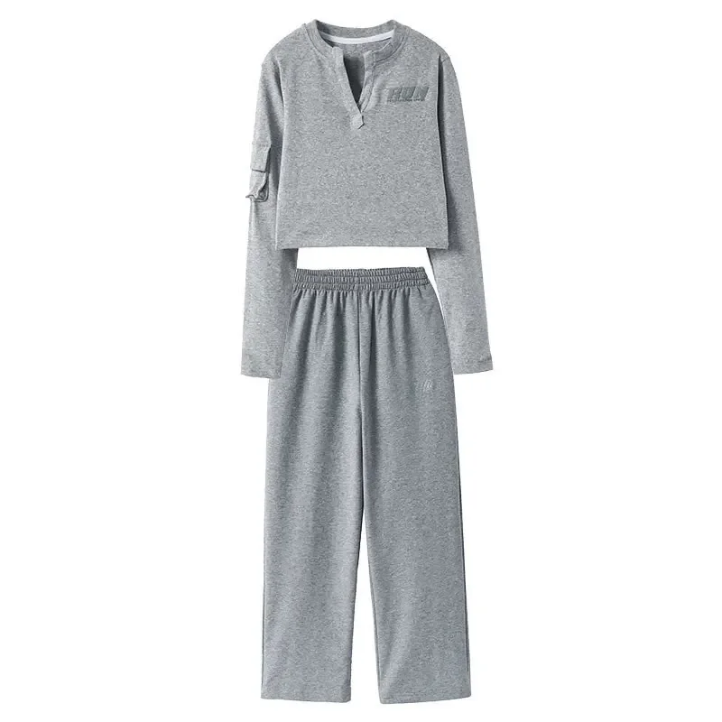 Girls Kpop Hip Hop Clothing Gray Tops Pants Set for Kid Jazz Dance Costume Catwalk Dance Performance Clothes