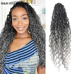 Ombre Grey Colored Faux Locs Crochet Braids Hair 10 18 Inch Goddess Soft Locs Synthetic Curly Braiding Hair Extensions For Women