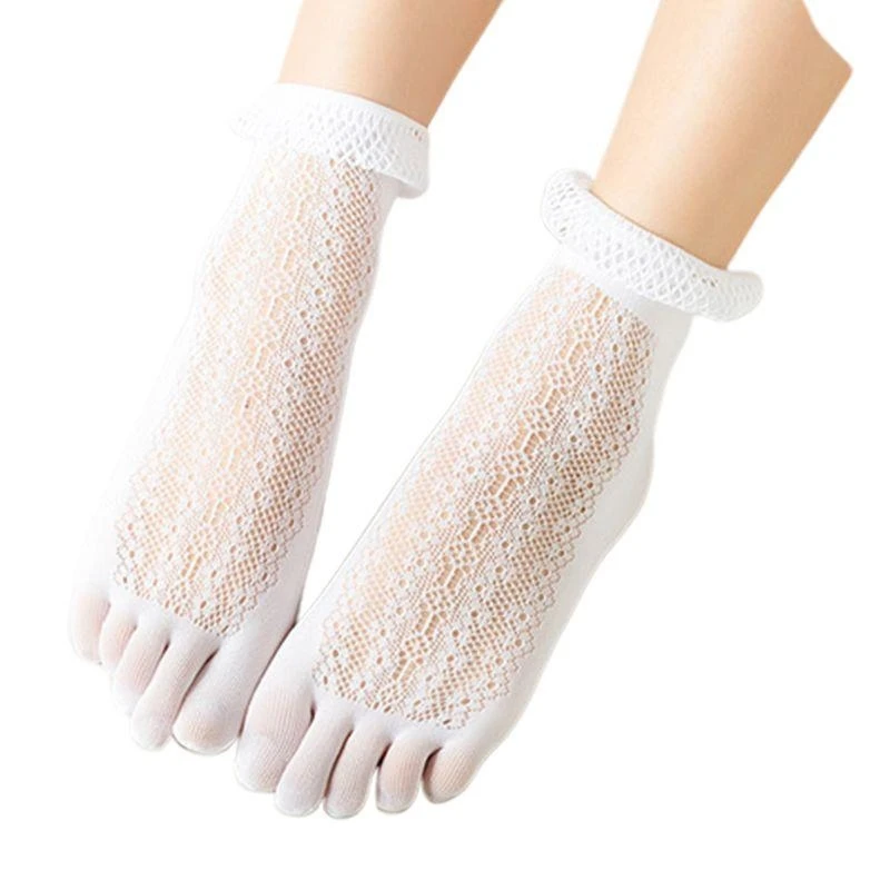 

Q22D носки с пятью пальцами, женские летние кружевные чулки со свободным ртом, полые сетчатые чулки