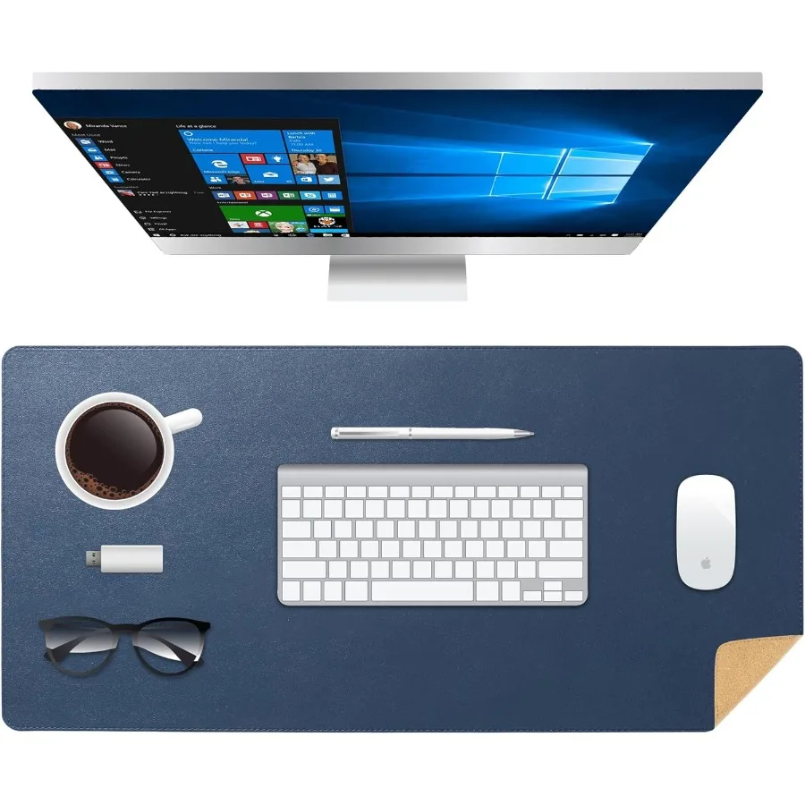 حصيرة مكتب من جلد البولي يوريثان، لوحة ماوس كبيرة مع قاعدة من الفلين، لوحة مكتب للكتابة للوحة المفاتيح وحصيرة لوحة مفاتيح الماوس للمكتب D