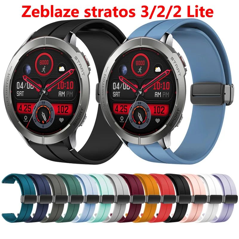 

Magnetic Folding Buckle Band for Zeblaze Stratos 3/2/2 Lite Silicone Strap for Zeblaze Stratos 2 Watchband Bracelet