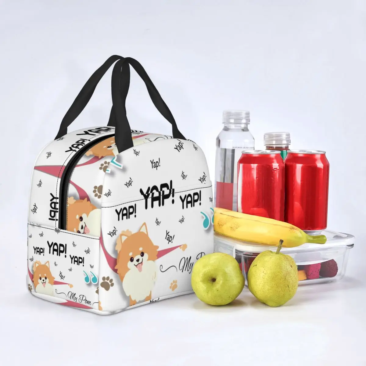 Cartoon Pomeranian Lunch Boxes Women Multifunction Spitz Dog Thermal Cooler Food Insulated Lunch Bag Office Work